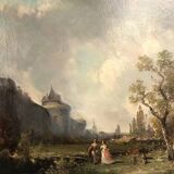 Pair of oils on canvas, 19th century animated landscapes