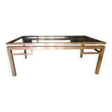 Table basse Guy Lefevre en laiton et verre