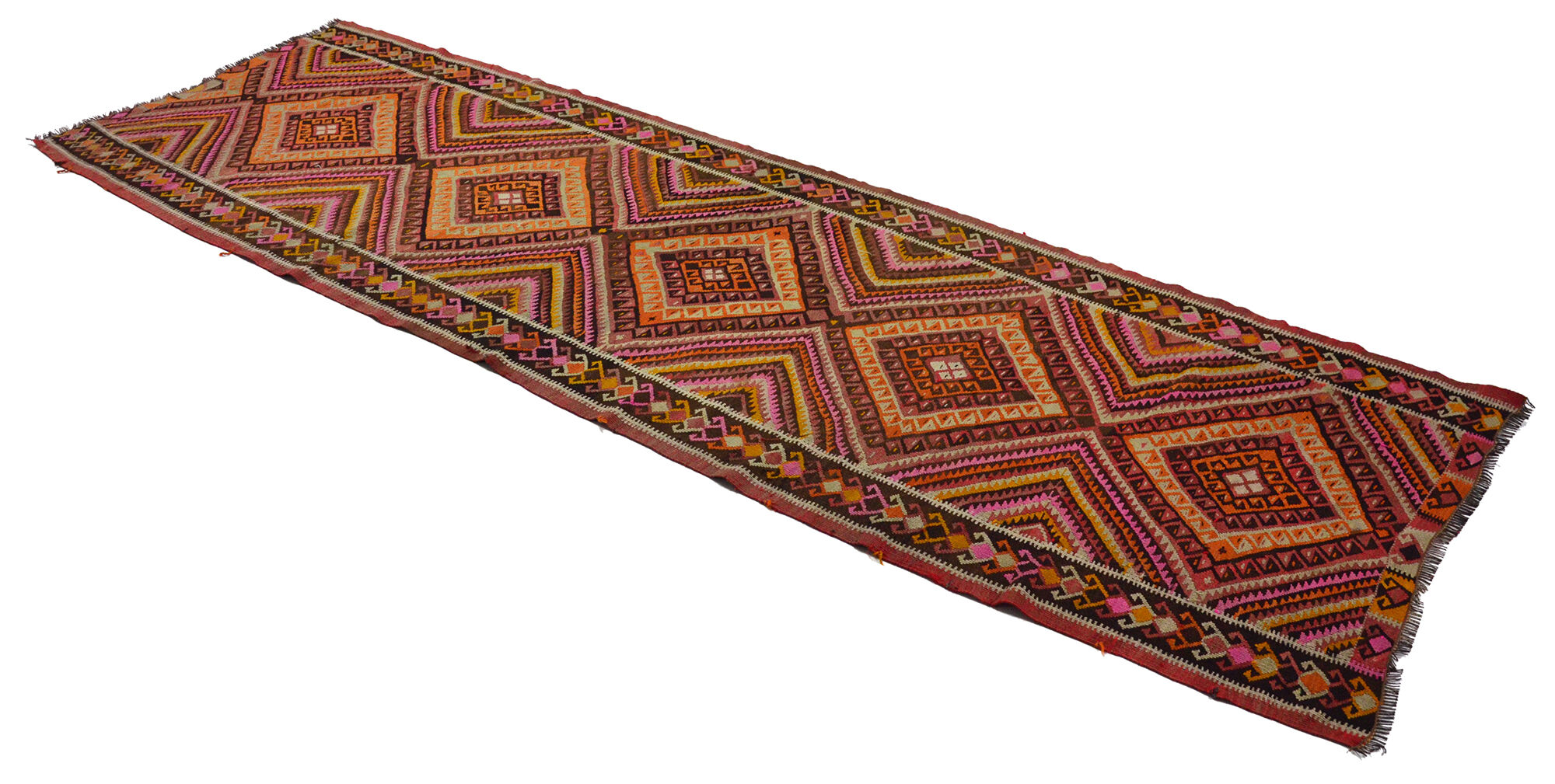 Anatolian handmade kilim rug 366 cm x 115 cm