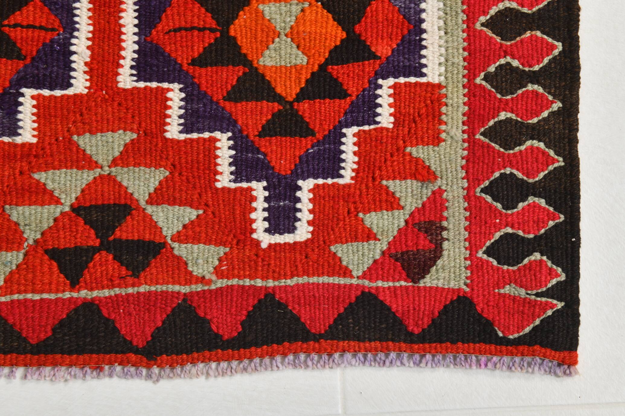 Vintage Orange & Blue Tribal Kilim Runner Rug, 95x320Cm
