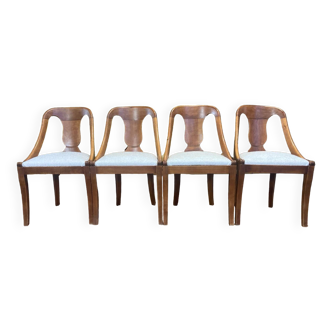 4 walnut gondola chairs