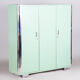 Turquoise Bauhaus three door wardrobe made in 1930s Czechia by Vichr a spol.