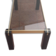 Table basse années 70 Bois Verre Laiton