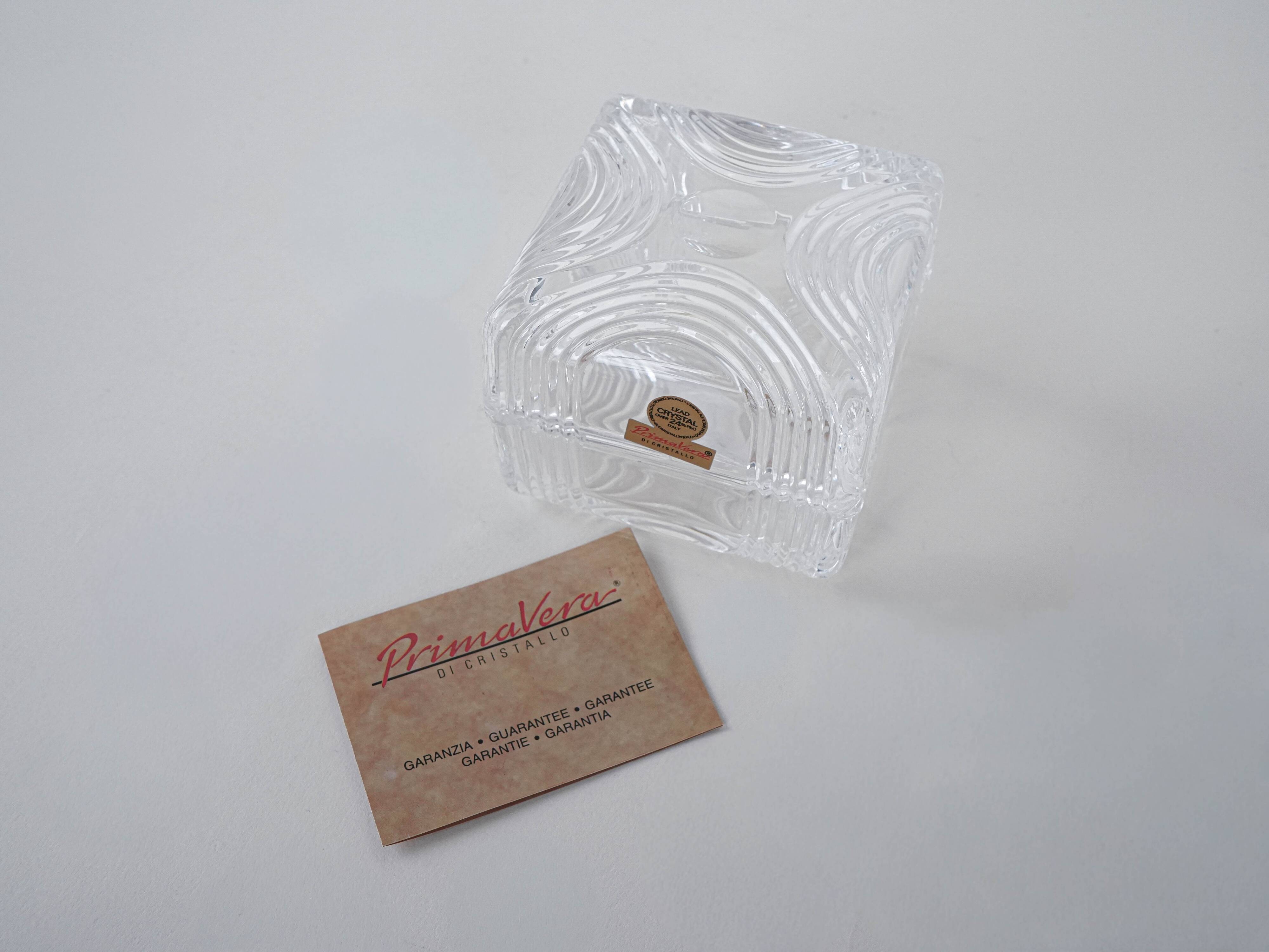 Crystal box, lead glass, Italian design, 1970s, manufacturer: Primavera di