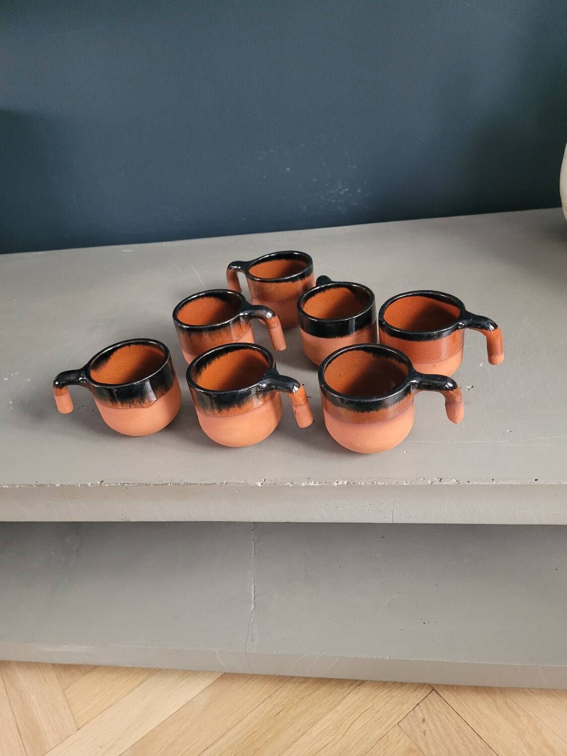 Set of 7 terracotta coffee cups