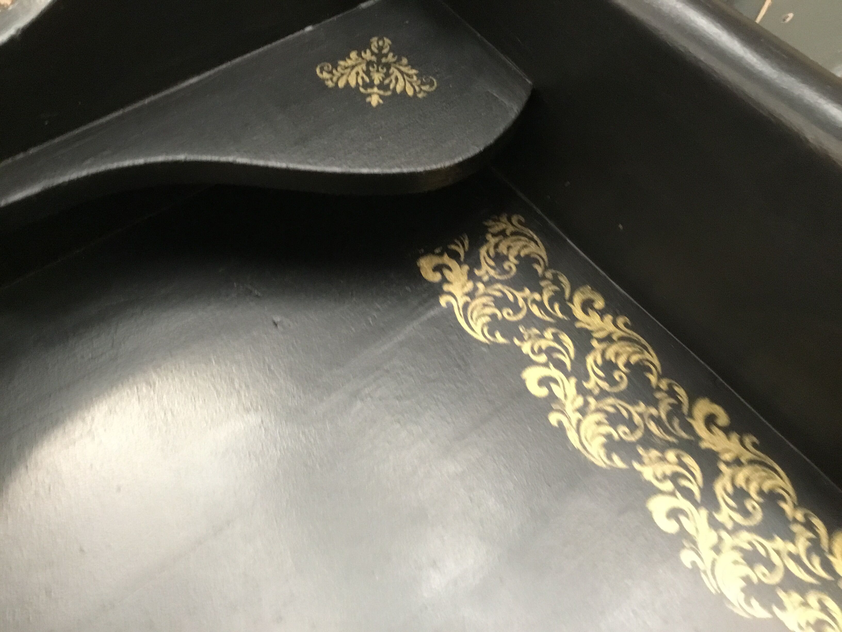 Hairdresser or toilet table in English pine, painted black