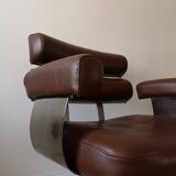 Office chair in skai and chrome, design year 70