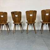 Chaises de salle à manger en chêne brutalisme vintage, années 1960, ensemble de 4.