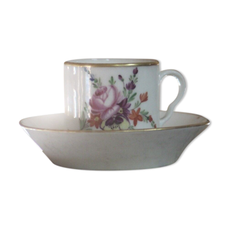 Coffee litron cup porcelain Paris, Manufacture Locré XVIIIth century, flower decoration