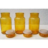 3 Amber glass jars