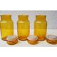 3 Amber glass jars