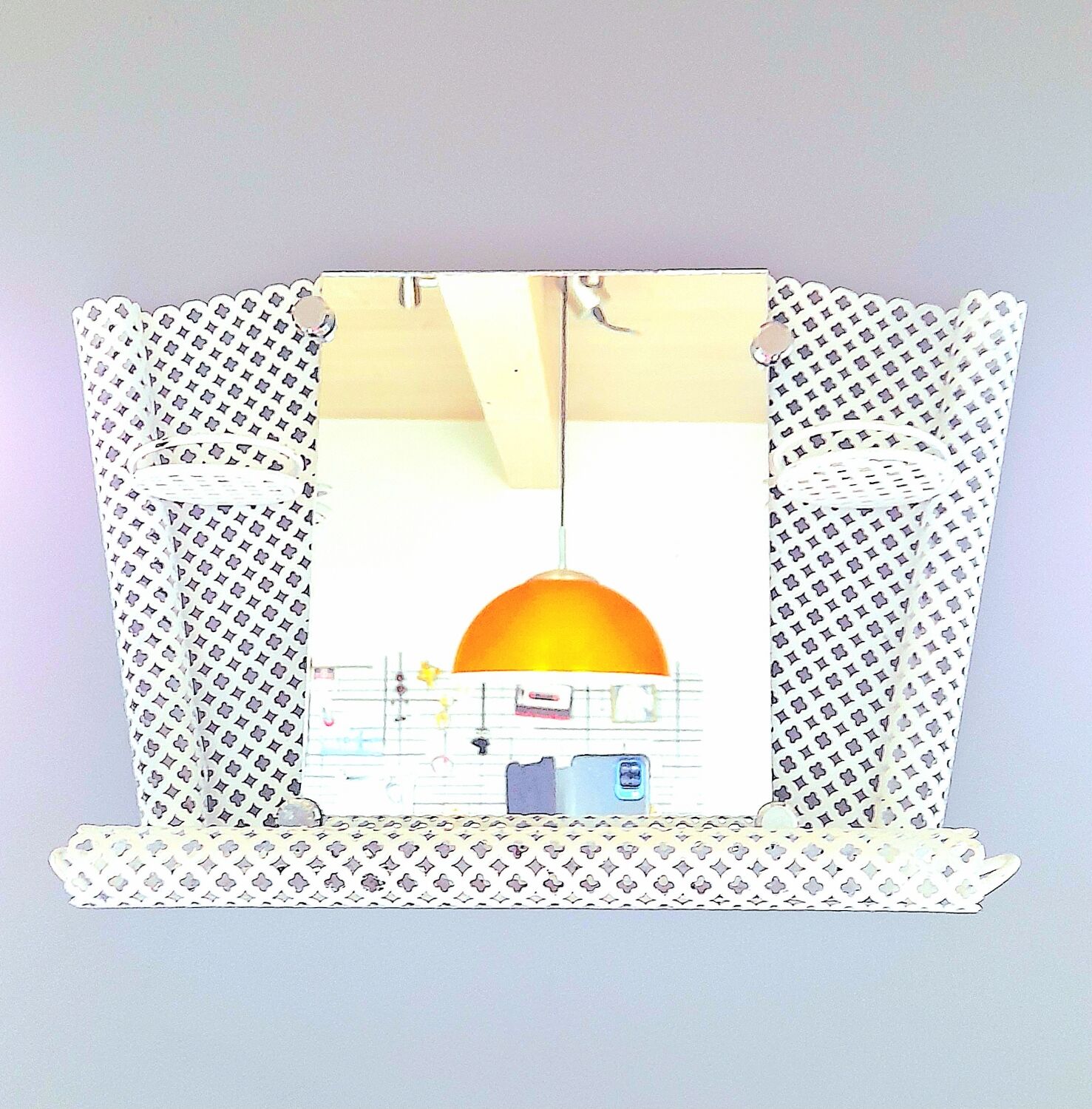 Perforated sheet metal bathroom shelf