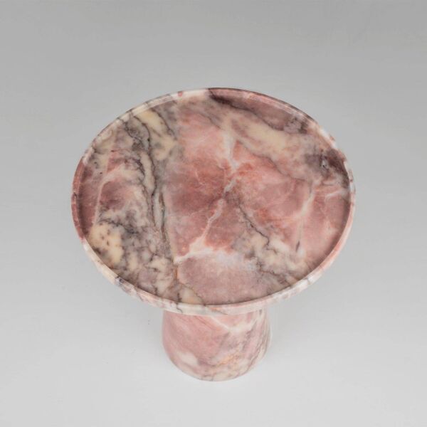Table d'appoint cône à piédestal en marbre rose