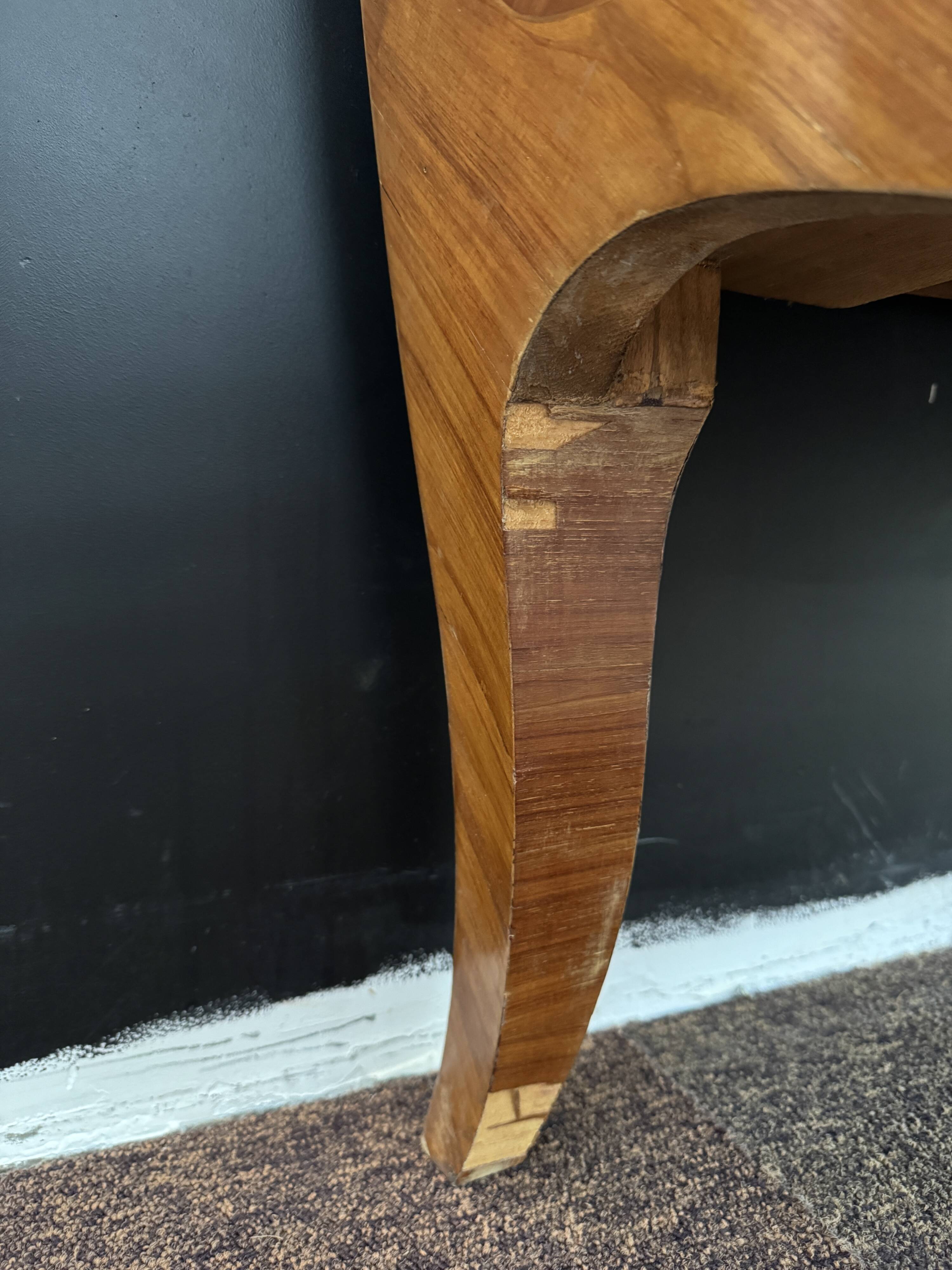 Bordeaux inlaid chest of drawers with marble and bronze ornament