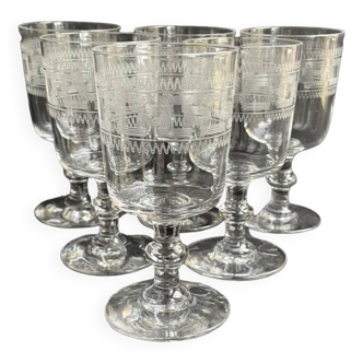 6 Baccarat port glasses engraving 3458