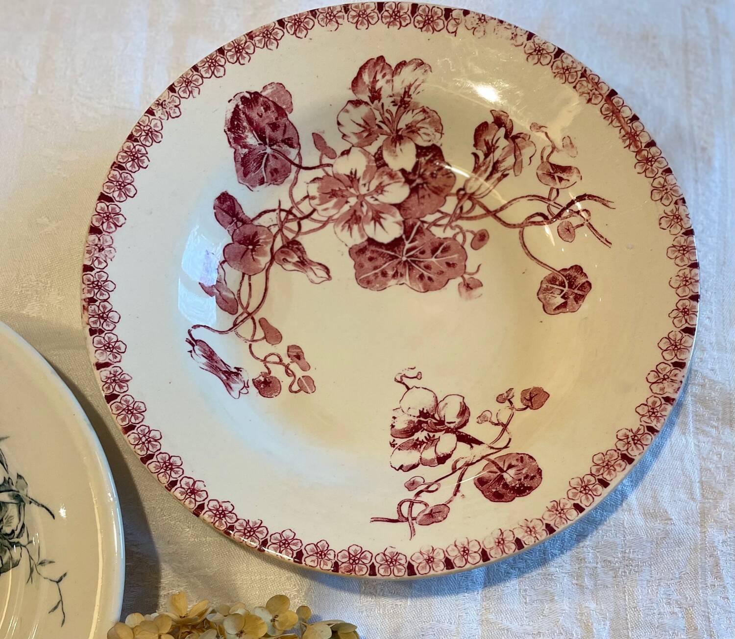 6 Mismatched Terre de Fer Hollow Plates Gien Late 19th Early 20th