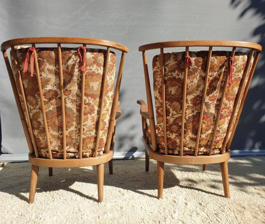 Paire fauteuils éventail esprit scandinave Baumann