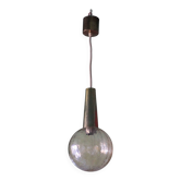Vintage pendant light, amber glass globe, chandelier, interior decoration.