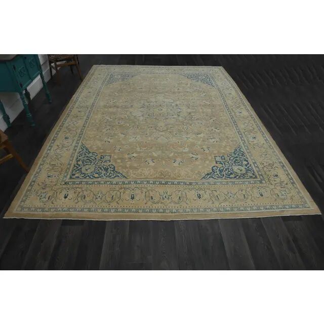 1970s Vintage Persian Handmade Wool Cotton Orange Area Rug 300x403