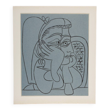 Pablo Picasso: Woman Leaning on a Chair, Linocut