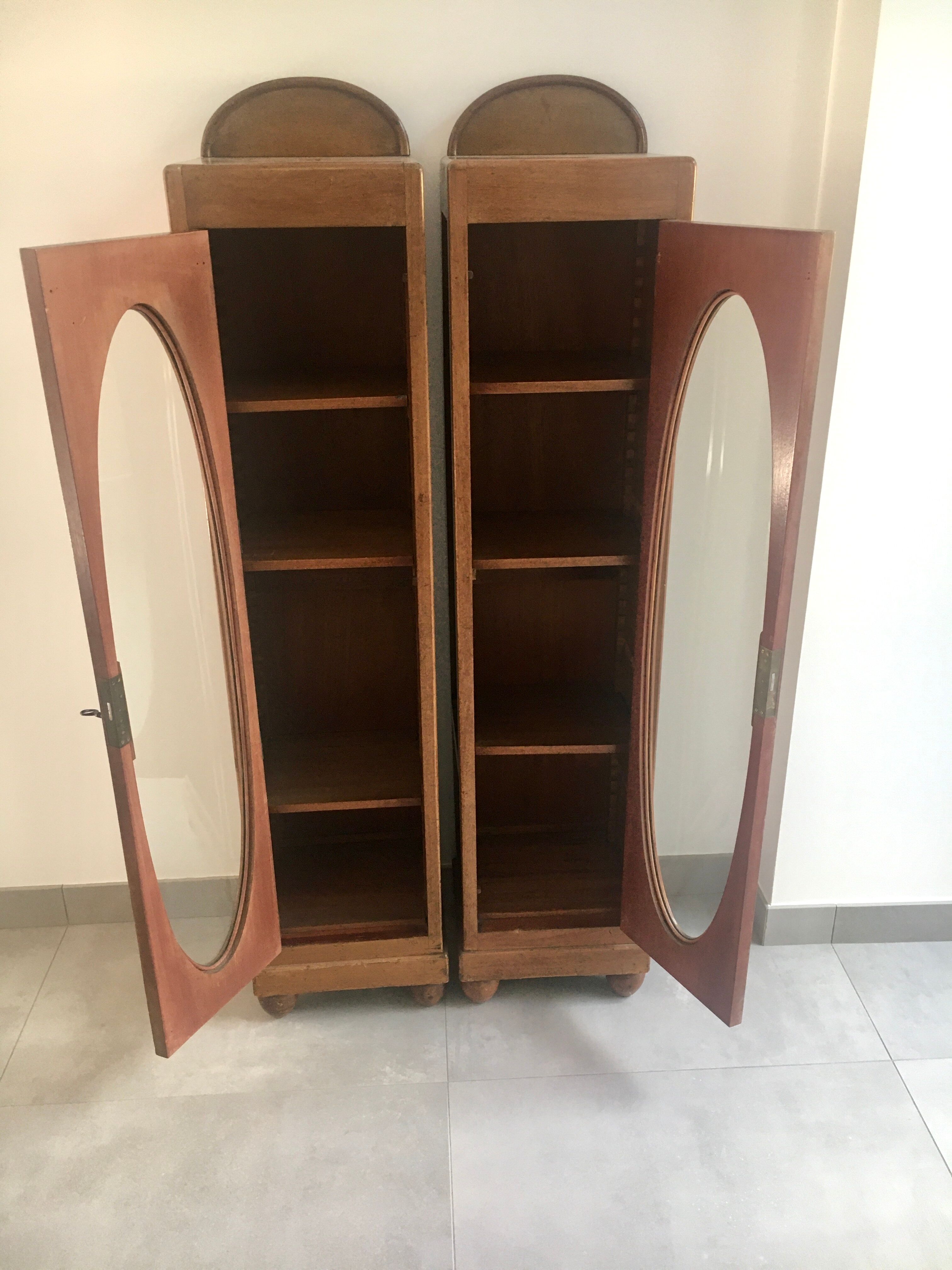 Authentic art deco showcase duo 1930s