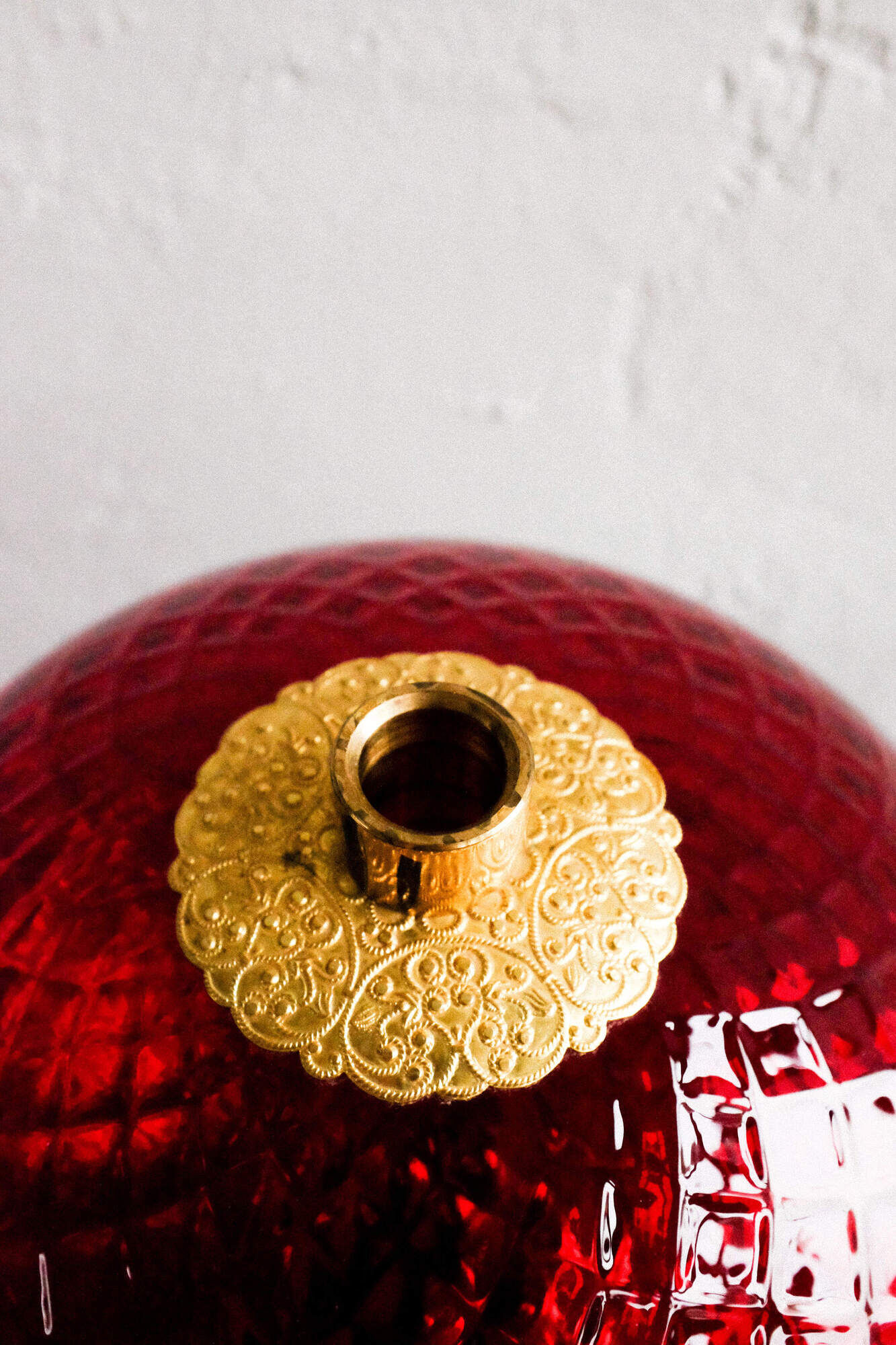 Vintage Czechoslovak Red Glass Table Lamp by Jablonecké Sklárny, 1970s