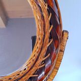 Miroir psyché en rotin 70s