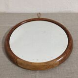 Scandinavian round teak mirror from the 60s/70s