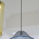 Frosted blue blown glass suspension light in 70s retro style.