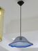 Frosted blue blown glass suspension light in 70s retro style.