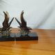 Pair of Art Deco Bookends of Swallows in Flight, Marble & Spelter
