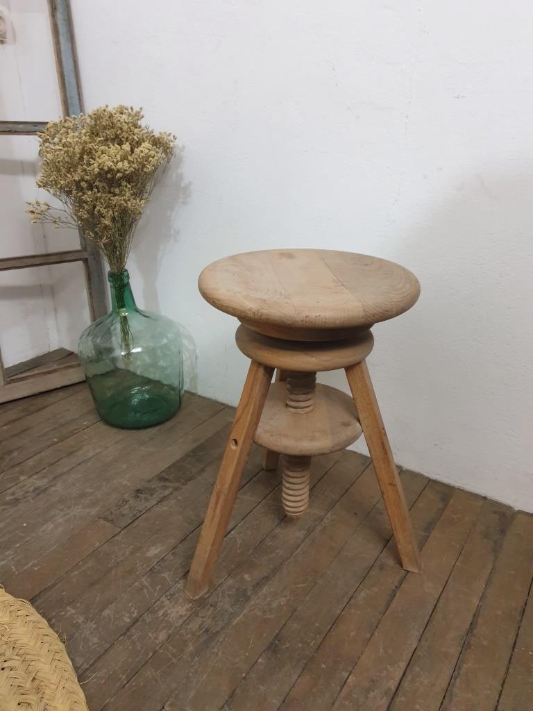 Vintage screw stool - Natural wood stool