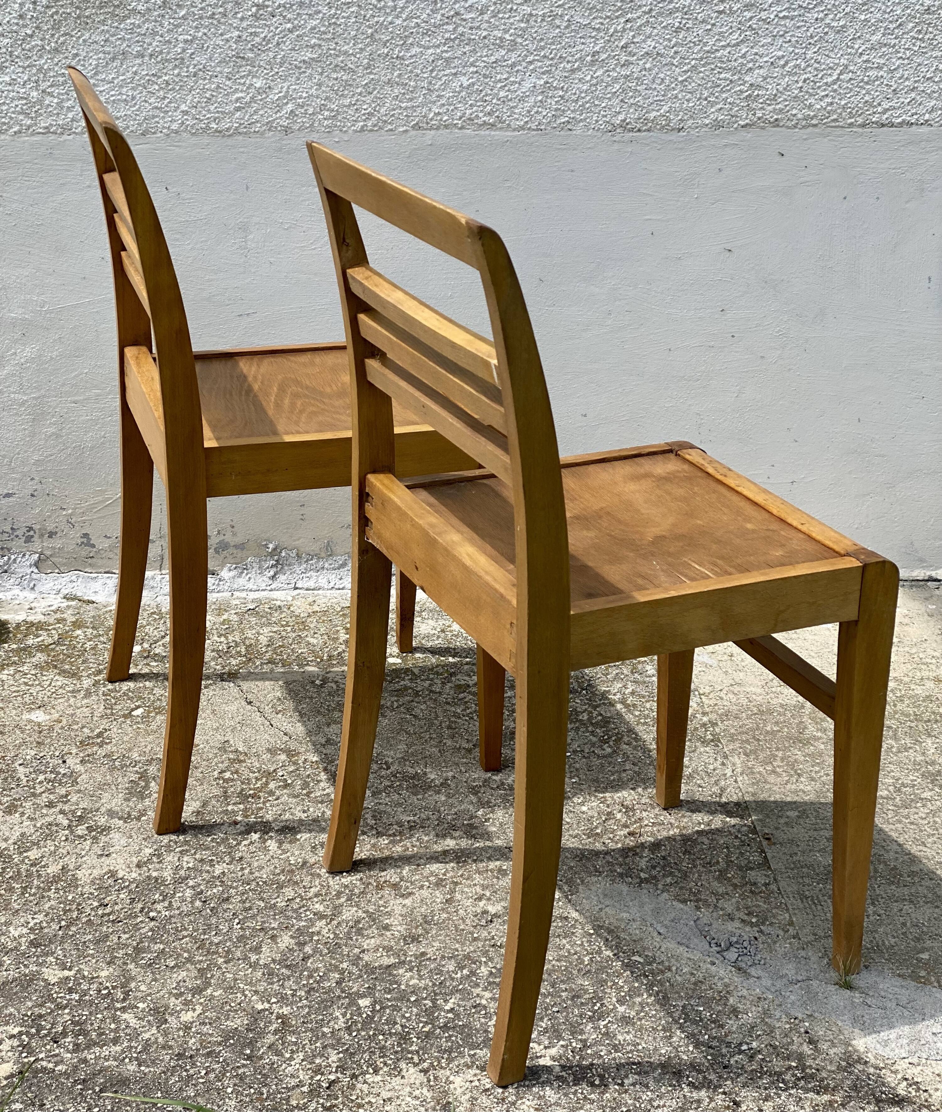 Pair of chairs by René GABRIEL, reconstruction period 1950