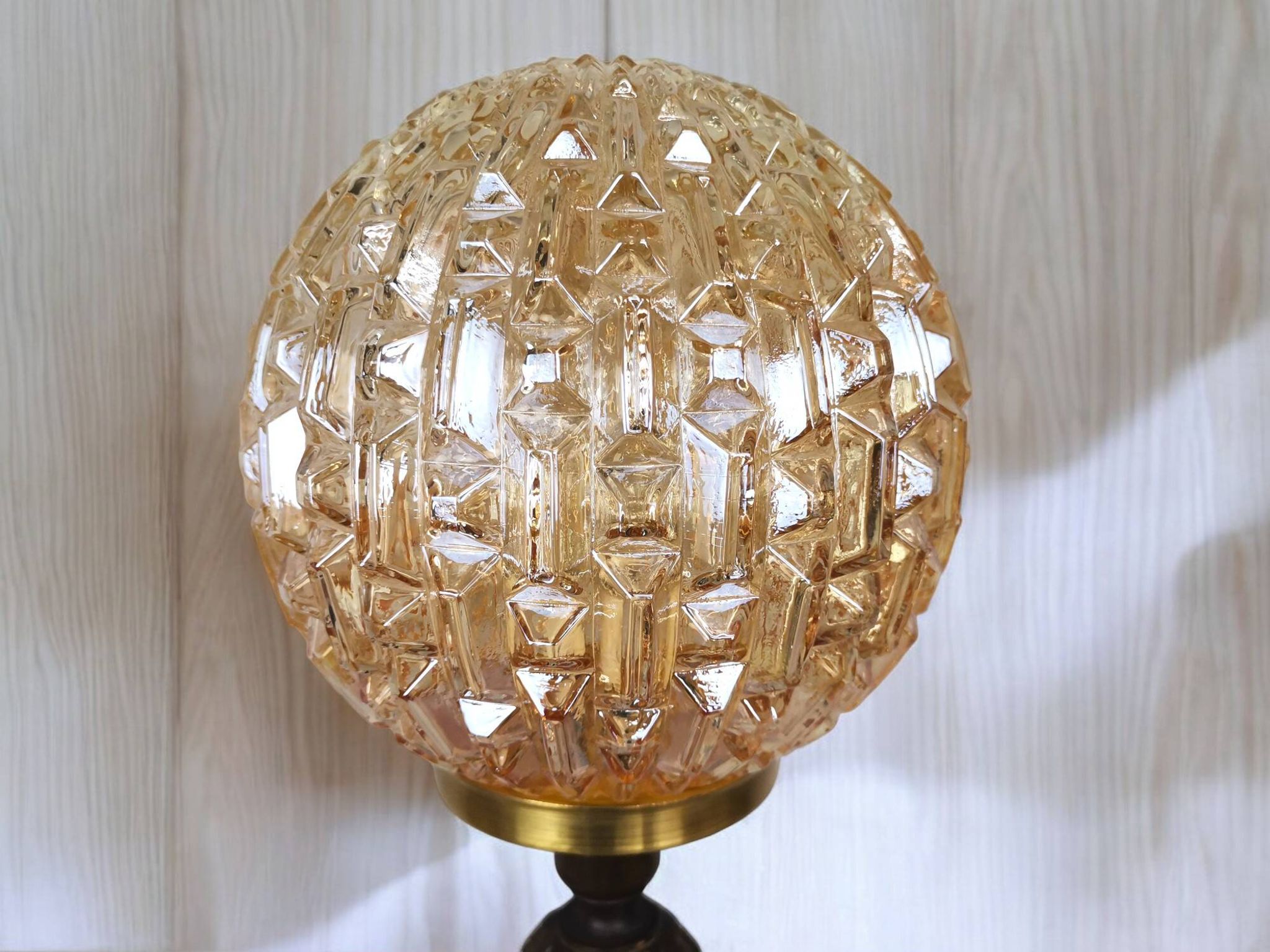 Large wooden table lamp with Glass lampshade