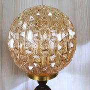 Large wooden table lamp with Glass lampshade