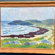 Original Swedish Oil on Panel – “Coastal Landscape” by Curt Rydell – Signed – Vintage & Framed – 33 × 40 cm (13" × 15.7")