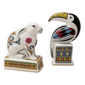Duo de figurines Wedgwood “Noah’s Ark” – Lapin et Toucan – Porcelaine angla