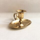 Brass oval hand candle holder