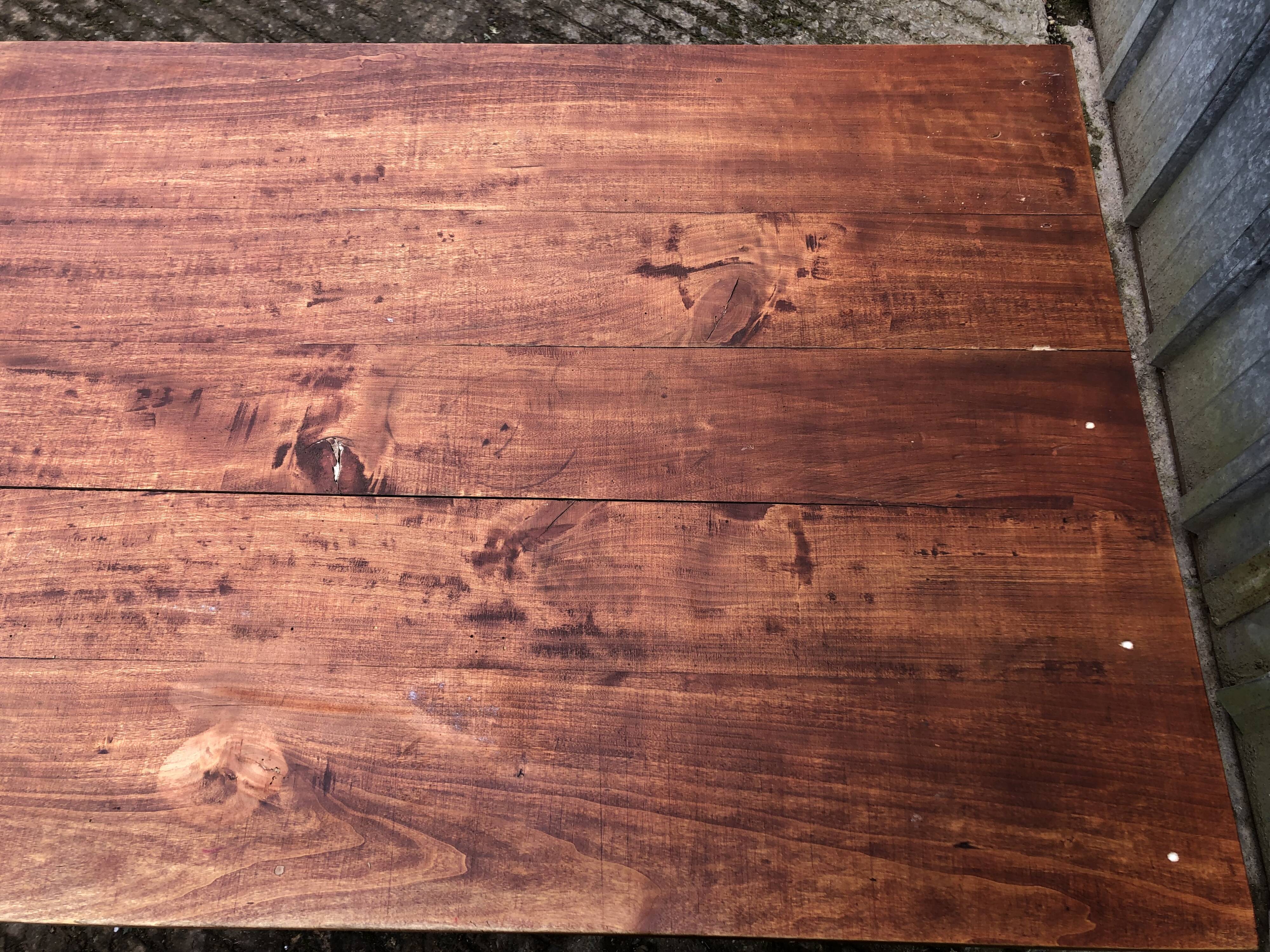 Poplar wood table with 2 front drawers from the Reconstruction period.