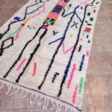 Handmade Berber wool rug: Moroccan Azilal style, colorful pattern