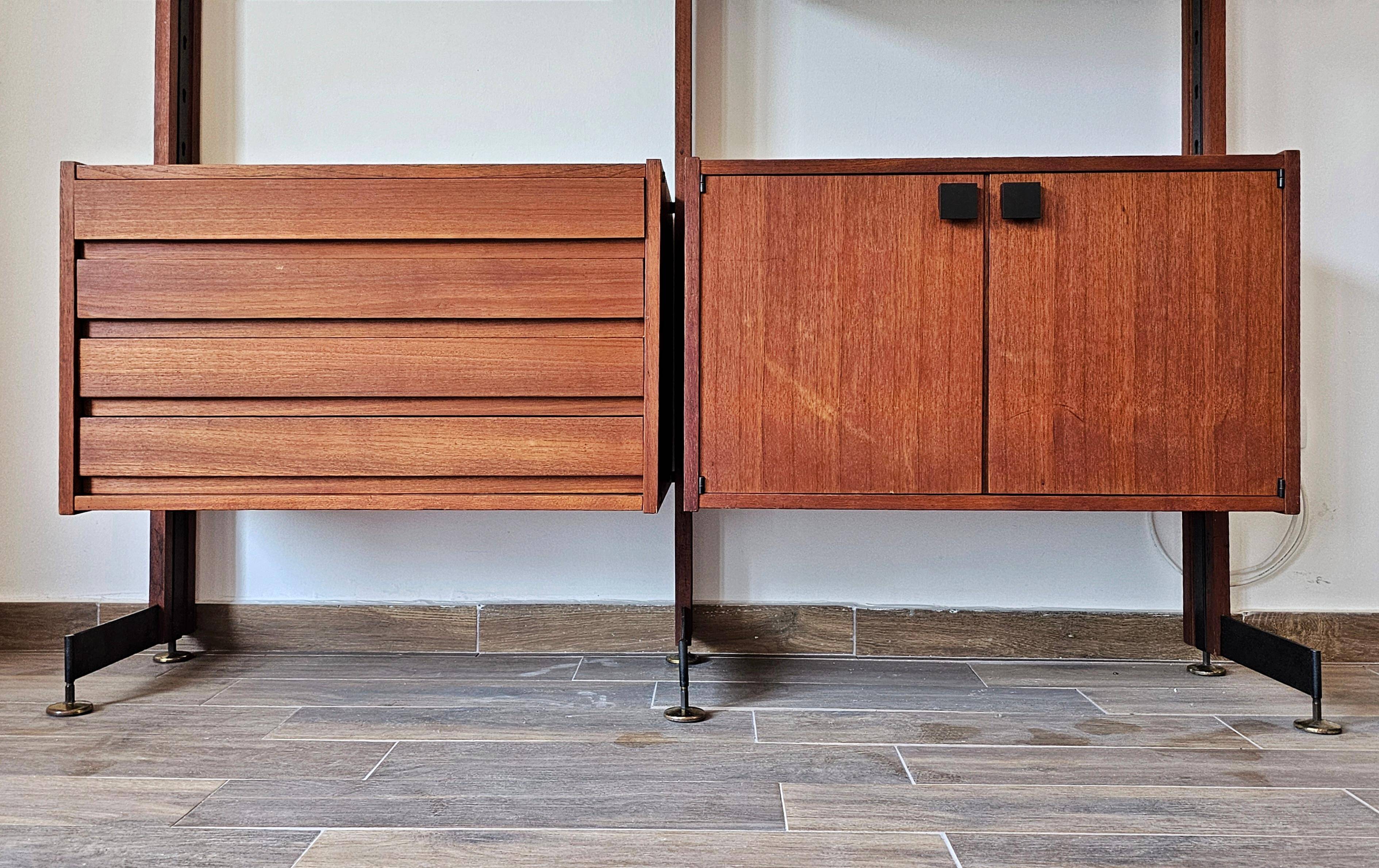 Bibliothèque modulaire Mid Century Modern en teck par Selex Padova