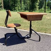 School desk - tubular metal and wood desk Prouvé style