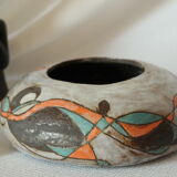 Vase boule Raku moderniste effet glaçure signé