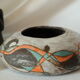 Modernist Raku bowl vase with glaze effect, signed.