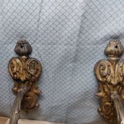 Pair of antique curtain tiebacks in Louis XV style - gilded metal - i