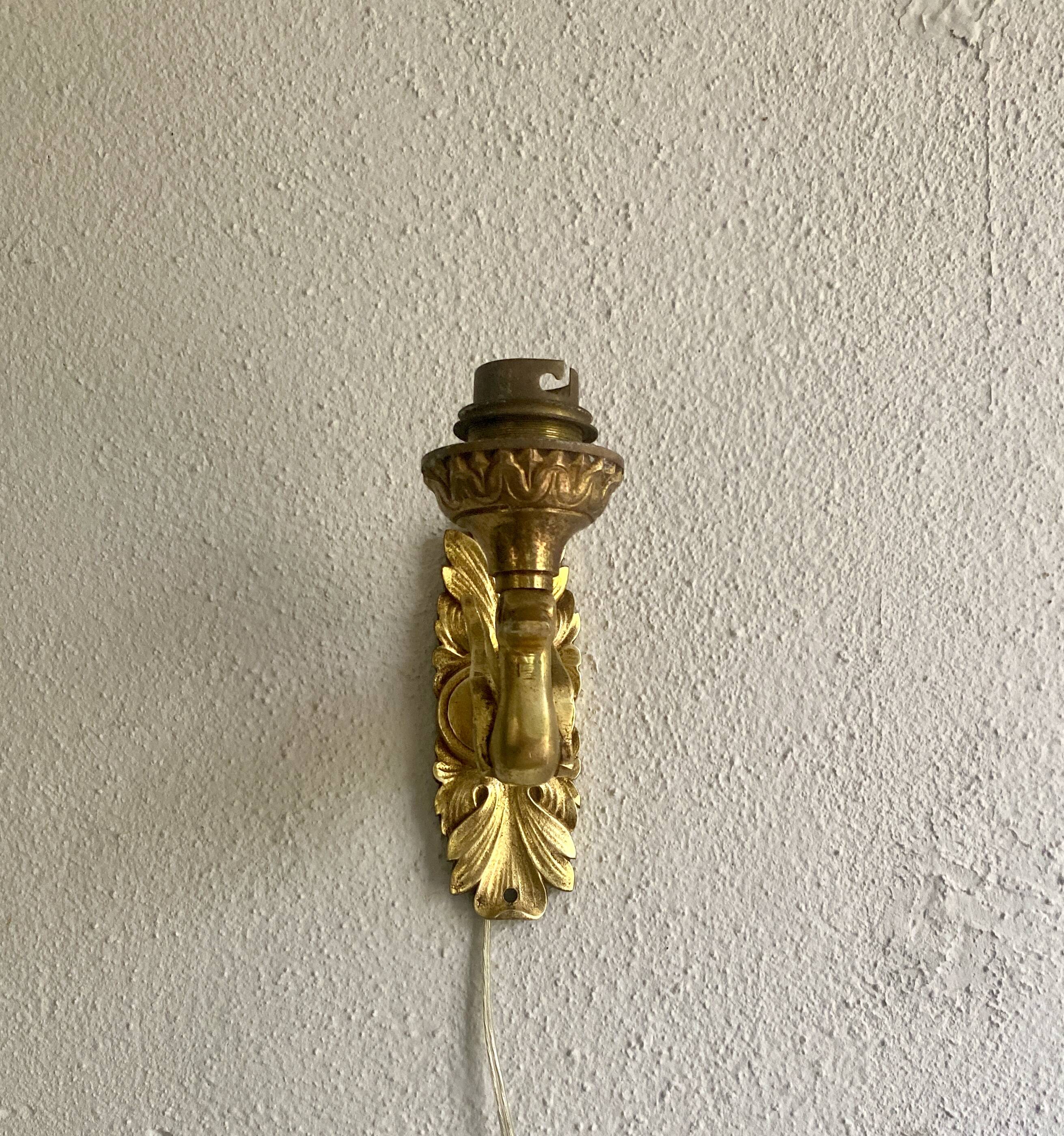 Bronze wall light, golden brass, clip-on wallpaper lampshade