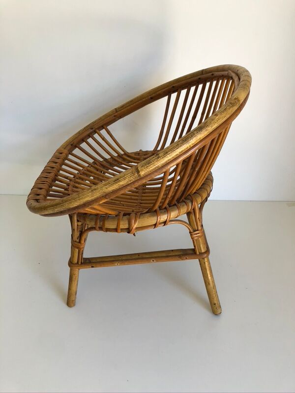 Bureau enfant en rotin avec son fauteuil