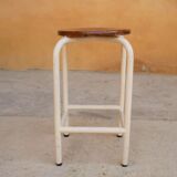 Vintage metal and wood workshop stool