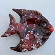Dish fish shape glazed ceramic vintage slurry
