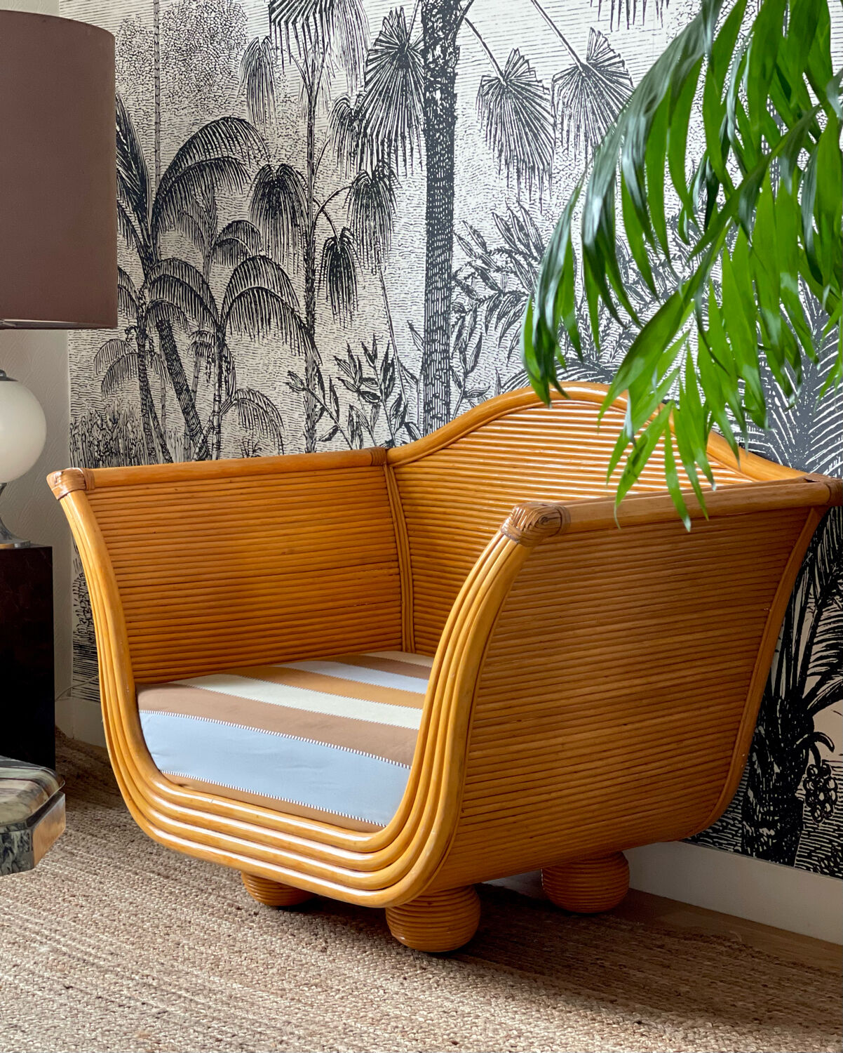 Maugrion armchair in rattan